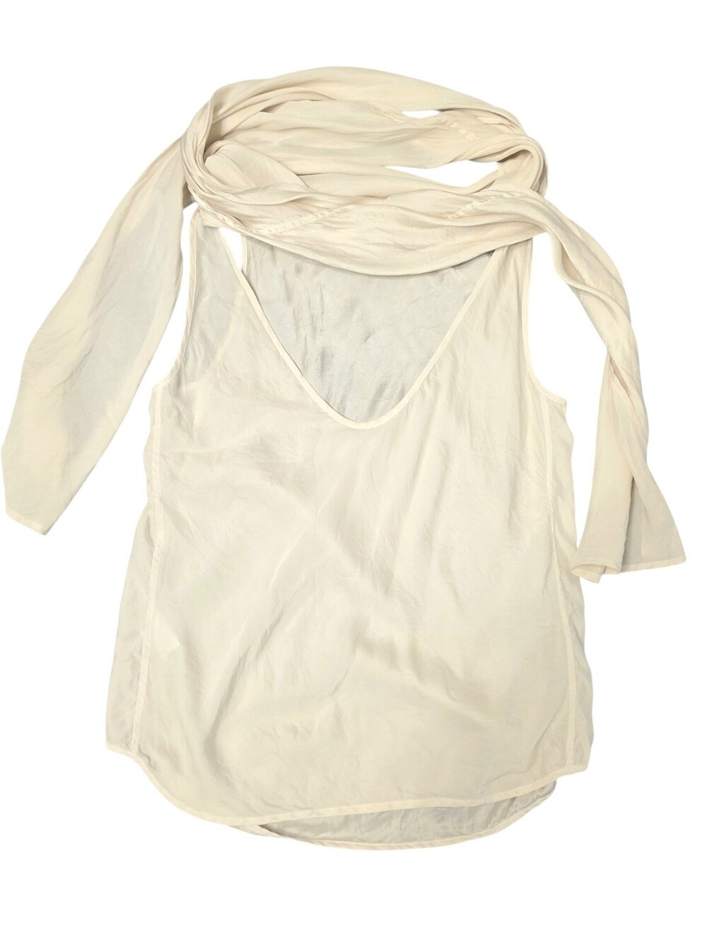 Biasa Womans 100% Silk Designer Sleeveless Top With Attachable Scarf